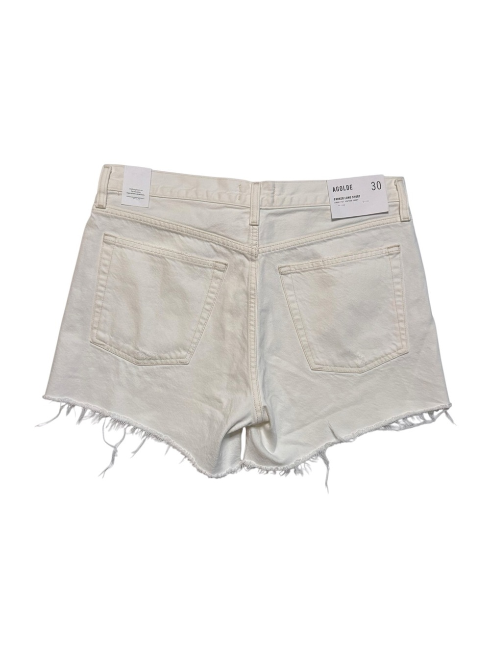 NEW Agolde White Raw Hem Parker Long Short Button Fly Women's 30 - Picture 2 of 9